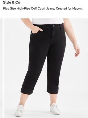NWT Style & Co. Black High-Rise Cuff Capri Jeans - Plus Size 24W